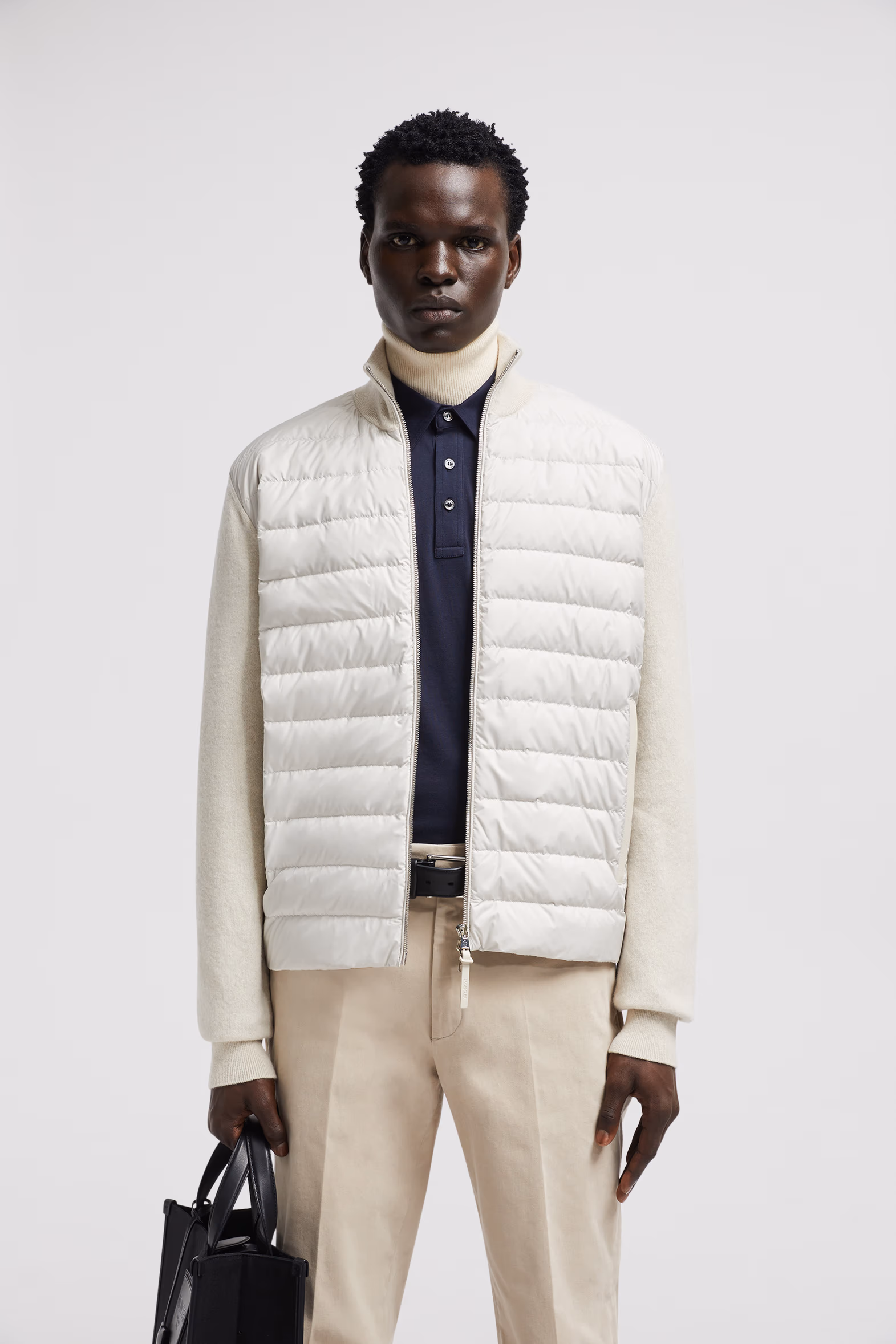 Padded Wool & Cashmere Zip-Up Cardigan Men White Moncler 0